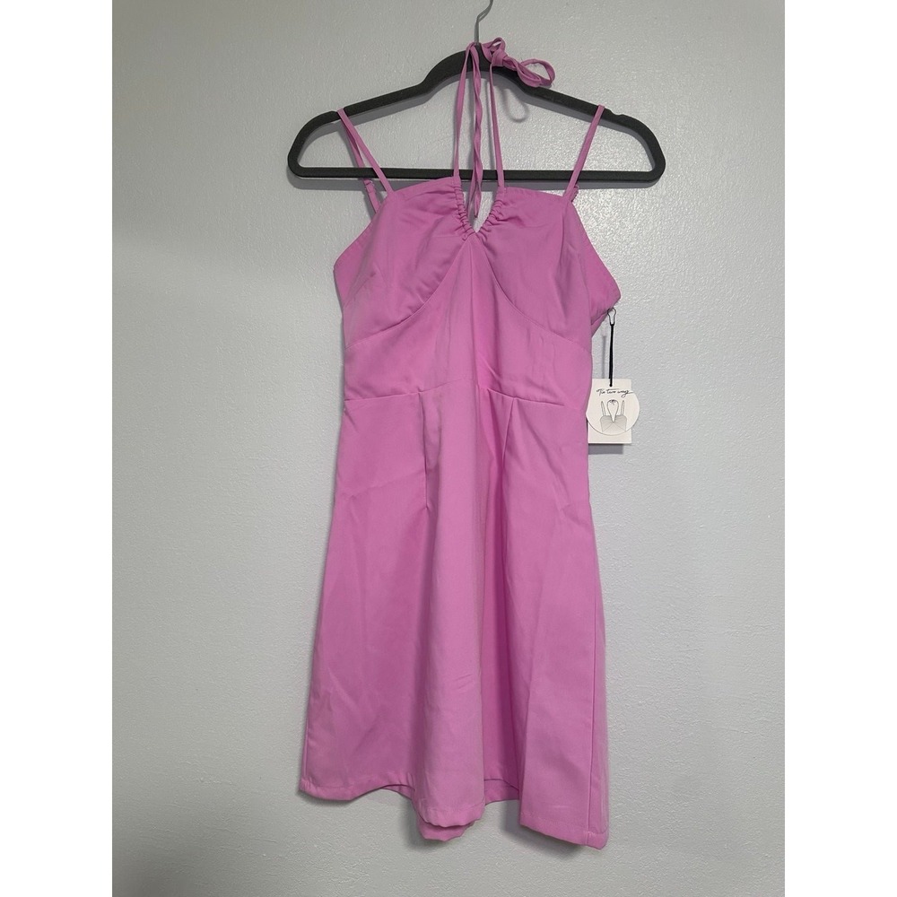 Joysya Pink Smocked‎ Halter Neck Mini Dress Size M